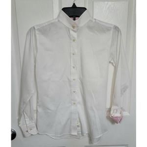 Girl's Beacon Hill Equestrian Blouse Shirt White W/‎ Pink Trim Size 14